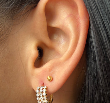 Candongas con swarovski blanco 3.2gr / Largo 1.3cm / Oro Amarillo italy +3 P