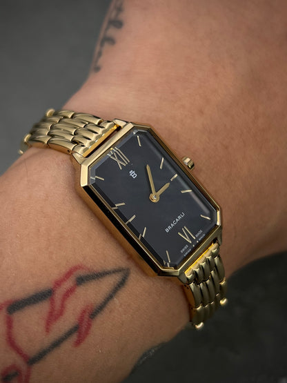 Reloj BRACARLI DORADO Colección Arte, Hecho En Suiza