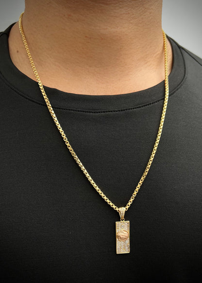 Dije dolar con swarovski blanco 3.45gr / Largo 3.4cm / Dos Oros Nac B