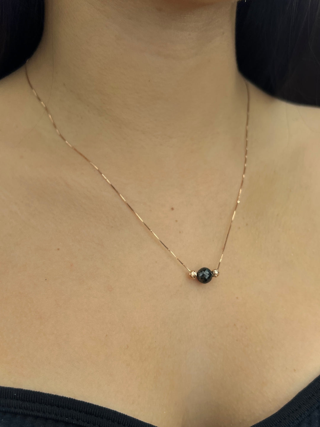 Cadena veneciana con 3.89qts de diamante negro 1.35gr / Largo 45cm — Oro Rosado