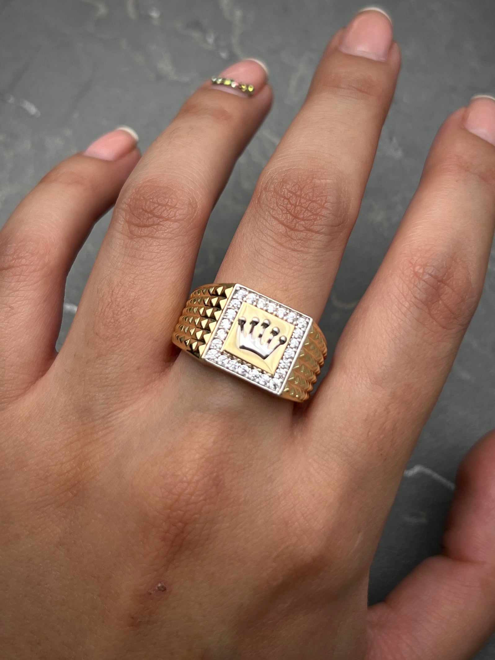 Anillo RX con swarovski blanco 9.15gr / TALLA 10 / Dos Oros italy +2 B