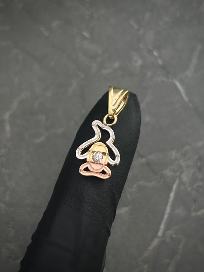 Dije pinguino diamantado con swarovski blanco 1.4gr / Largo 2.1cm / Tres Oros italy +3 B