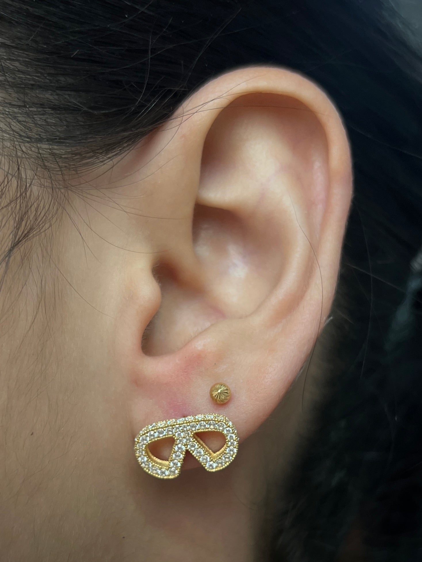 Topos de gafas  con swarovski blanco 3.7gr / Largo 1.5cm / Oro Amarillo Nac M