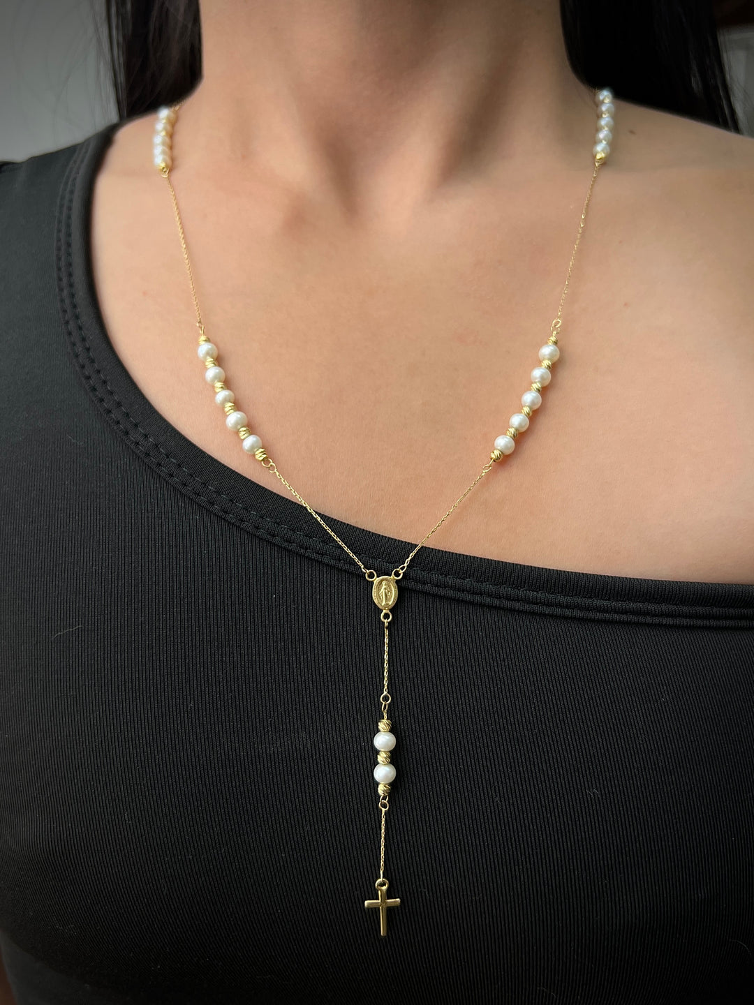 Rosario virgen de la milagrosa 8.25gr / Largo 55cm — Oro Amarillo