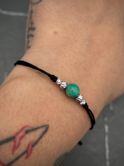 Pulsera en hilo negro con 220pts de morralla con bolas diamantadas 0.3gr / Oro Blanco (Joya) M