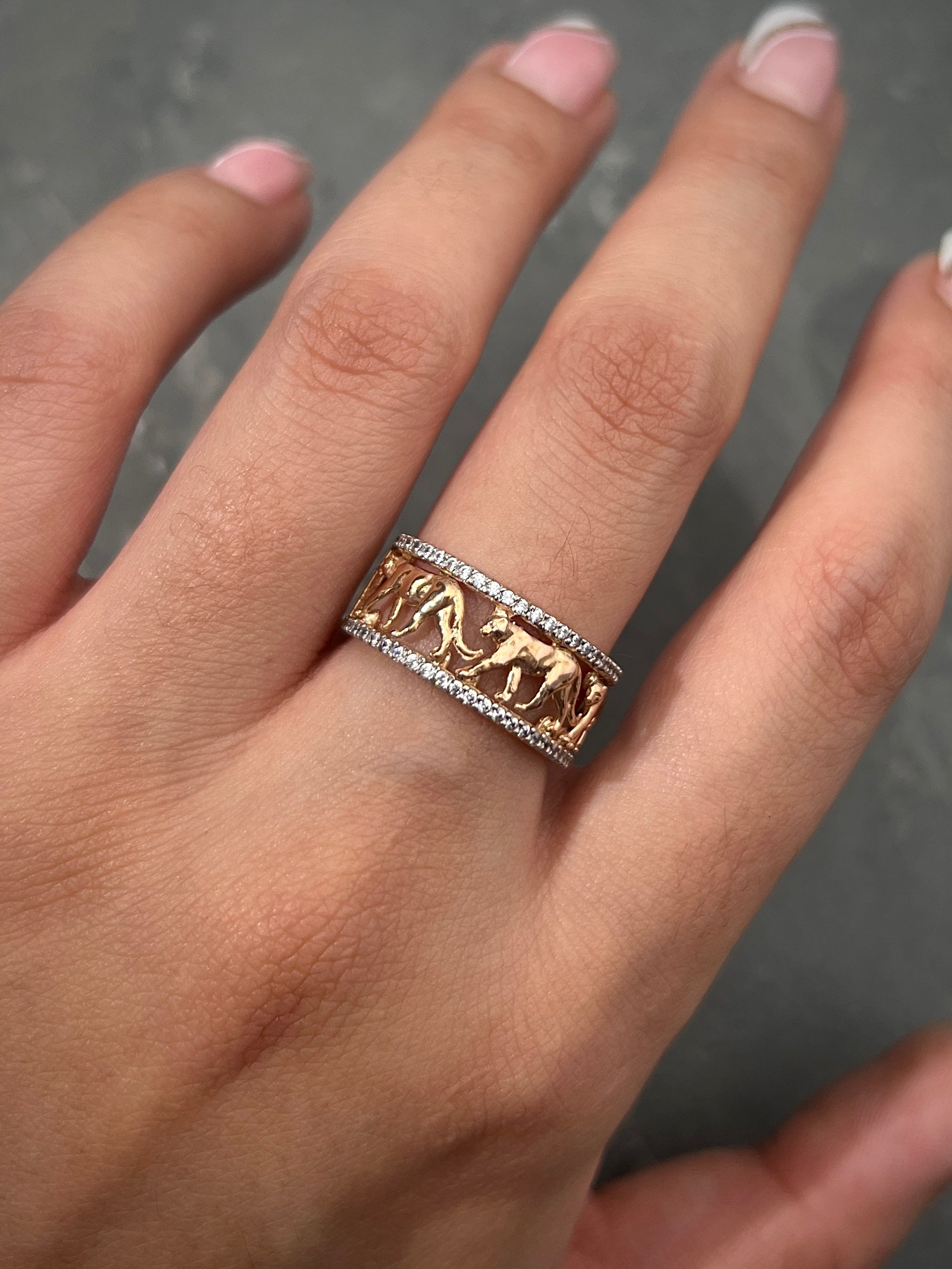 Anillo De Jaguares Con Swarovski Blanco 4.15gr / TALLA 6 1/4 / Oro Rosado Nac M