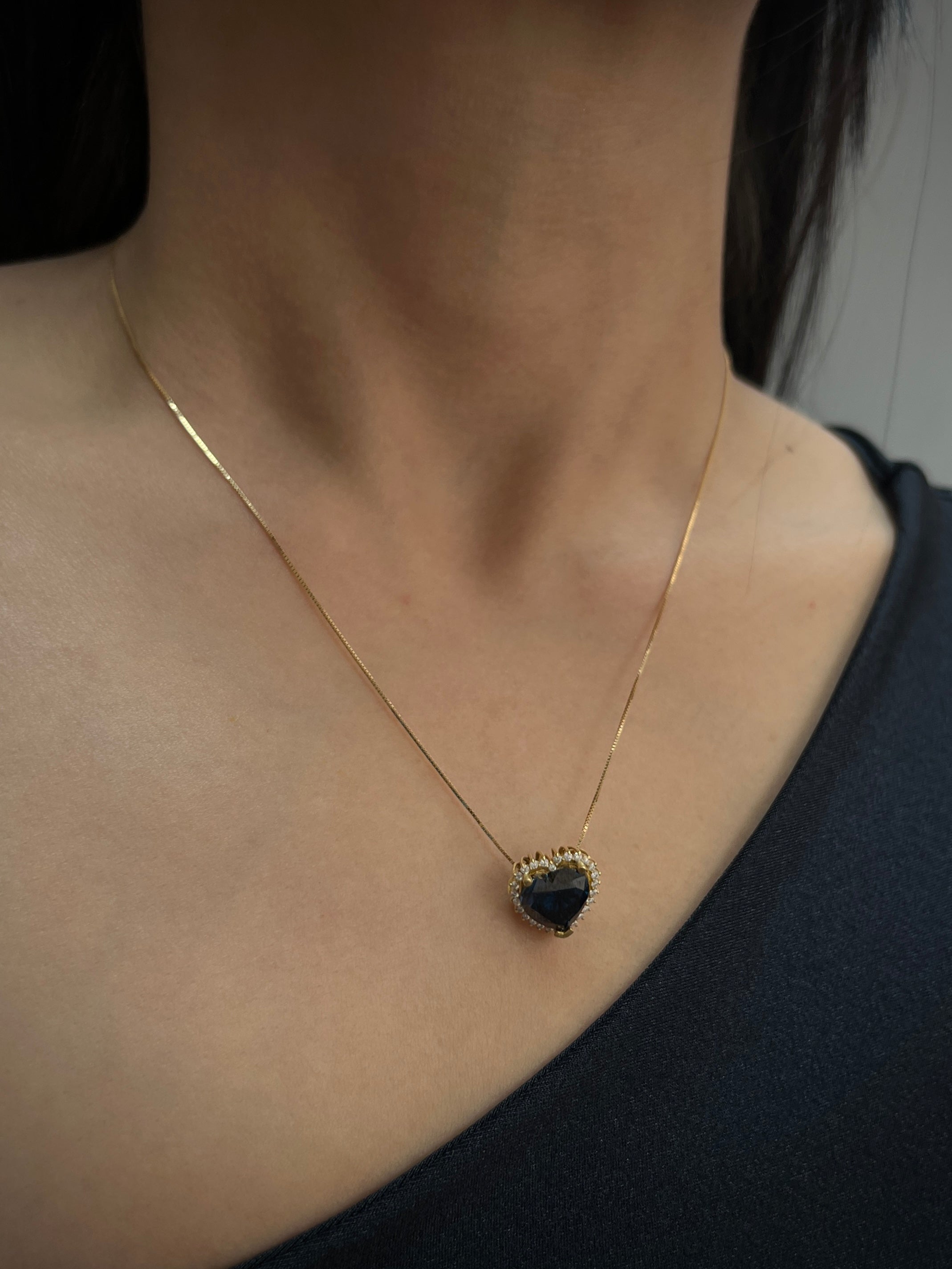Dije de corazon con 372pts mois azul / 22pts mois blanca 2.7gr / 1cm / Oro Amarillo (Joya) B