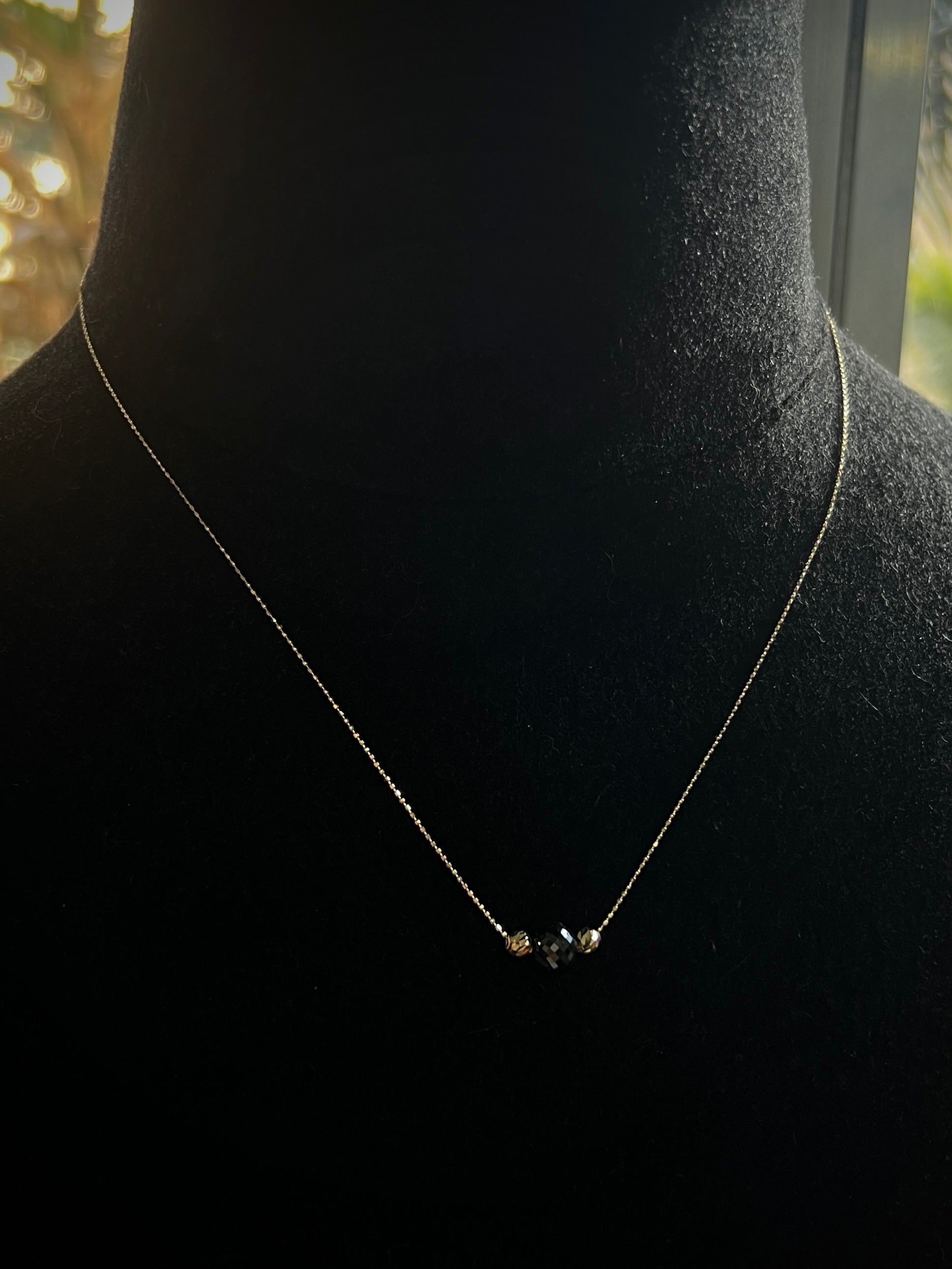 Cadena veneciana con 3.89qts de diamante negro 1.35gr / Largo 45cm / Oro Rosado (Joya) M