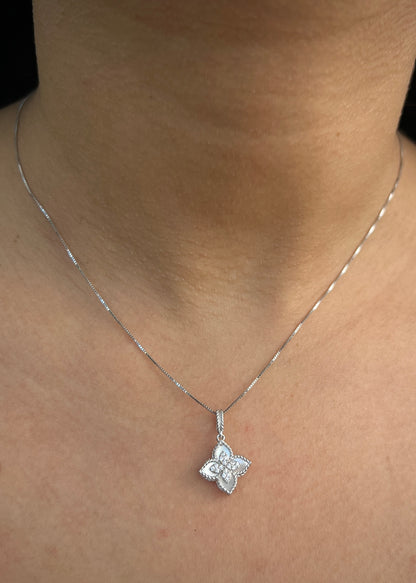 Set Cadena Veneciana Dije Lucky Blanco 2.7gr / Largo 45cm / Oro Blanco B
