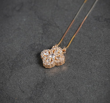 Cadena lucky clover con swarovski blanco 2.95gr / Largo 45cm / Tres Oros italy cte B
