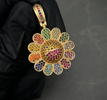 Dije de flor con swarovski multicolor 6.35gr / 3.5cm / Oro Amarillo Nac B