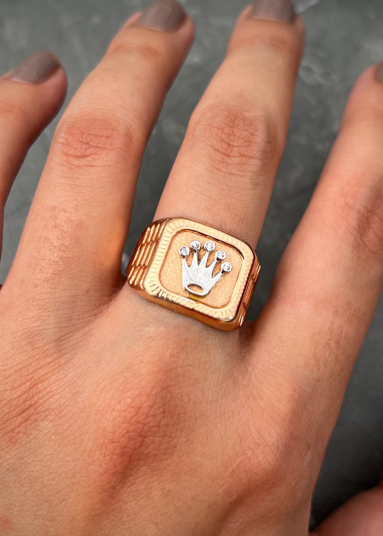Anillo rx con swarovski blanco 3.55gr / TALLA 9 1/4 / Dos Oros Nac P