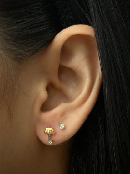 Topos de sombrilla con swarovski azul 0.95gr / 0.8cm / Oro Amarillo Nac B