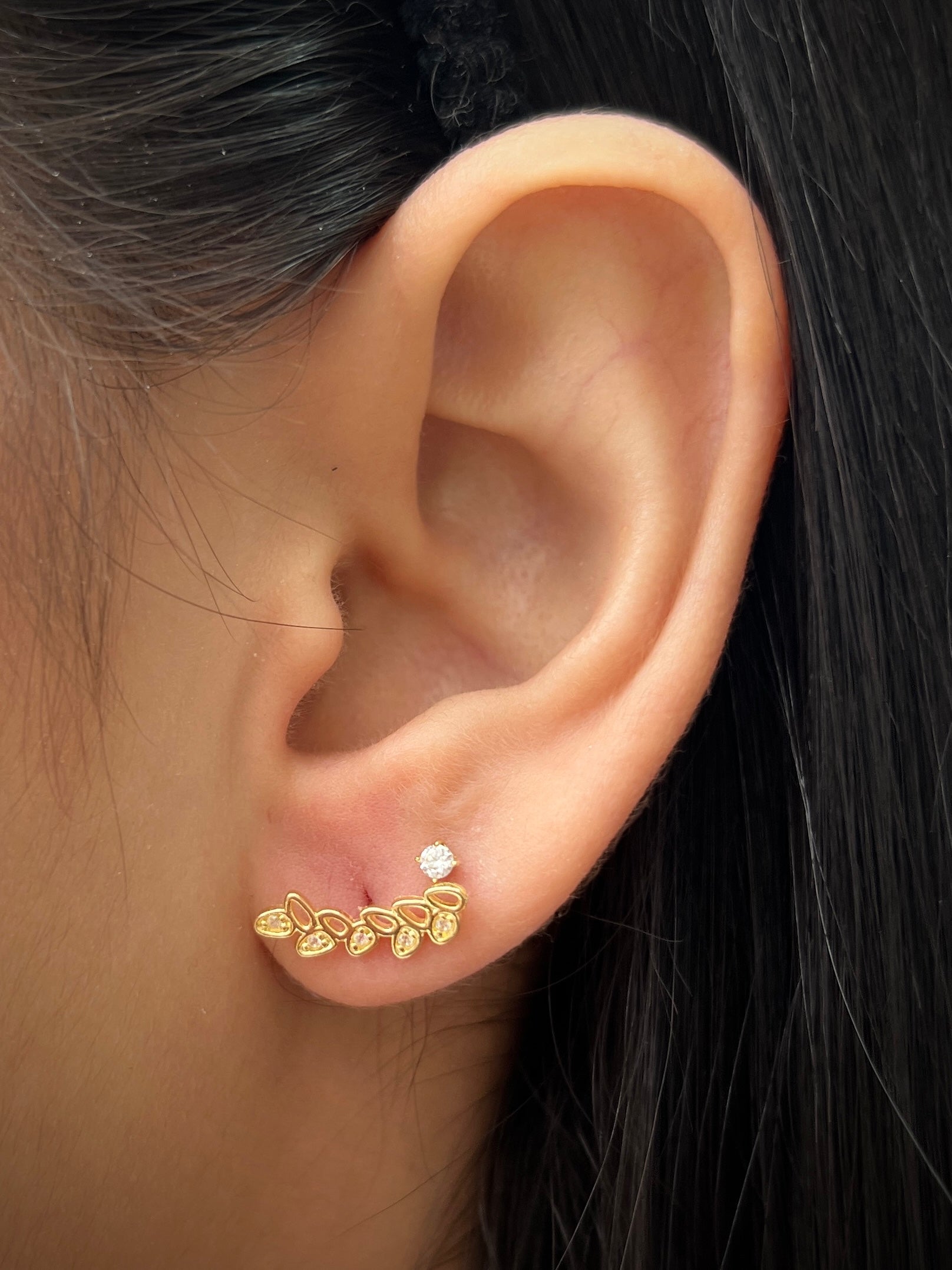 Topos ESPIGA con swarovski blanco 1.45gr / 1.4cm / Oro Amarillo Nac B