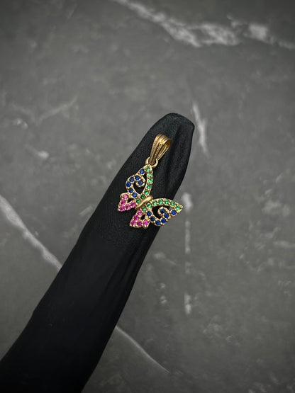 Dije de mariposa con swarovski multicolor 1.35gr / 2cm / Oro Amarillo Nac M