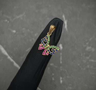 Dije de mariposa con swarovski multicolor 1.35gr / 2cm / Oro Amarillo Nac M