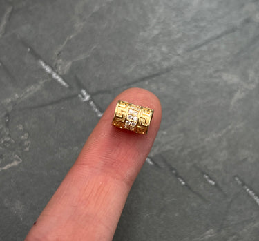 Herraje tubo con swarovski blanco 1.4gr / Largo 0.7cm / Oro Amarillo Nac B