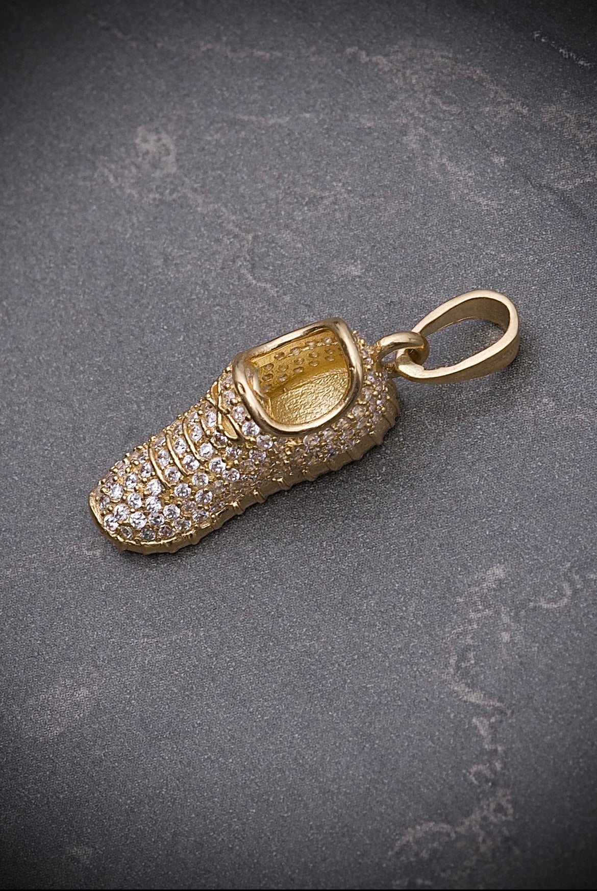Dije de teni jersey con swarovski blanco 5gr / 2.5cm / Oro Amarillo Nac B