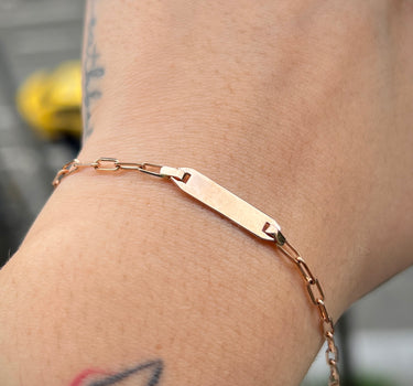 Pulso bebe Placa Tejido Paperclip 1.95gr / Largo 11.5cm / Oro Rosado italy cte P