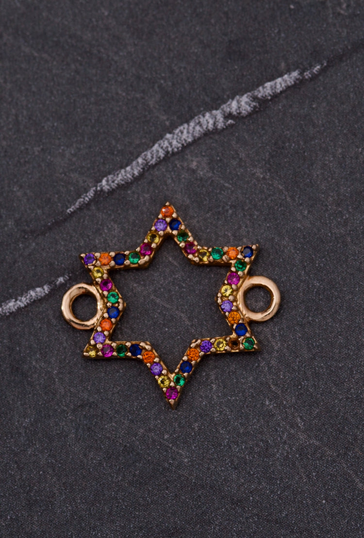 Herraje De Estrella Con Swarovski Multicolor 1.1gr / Largo 8.8cm / Oro Rosado Nac B