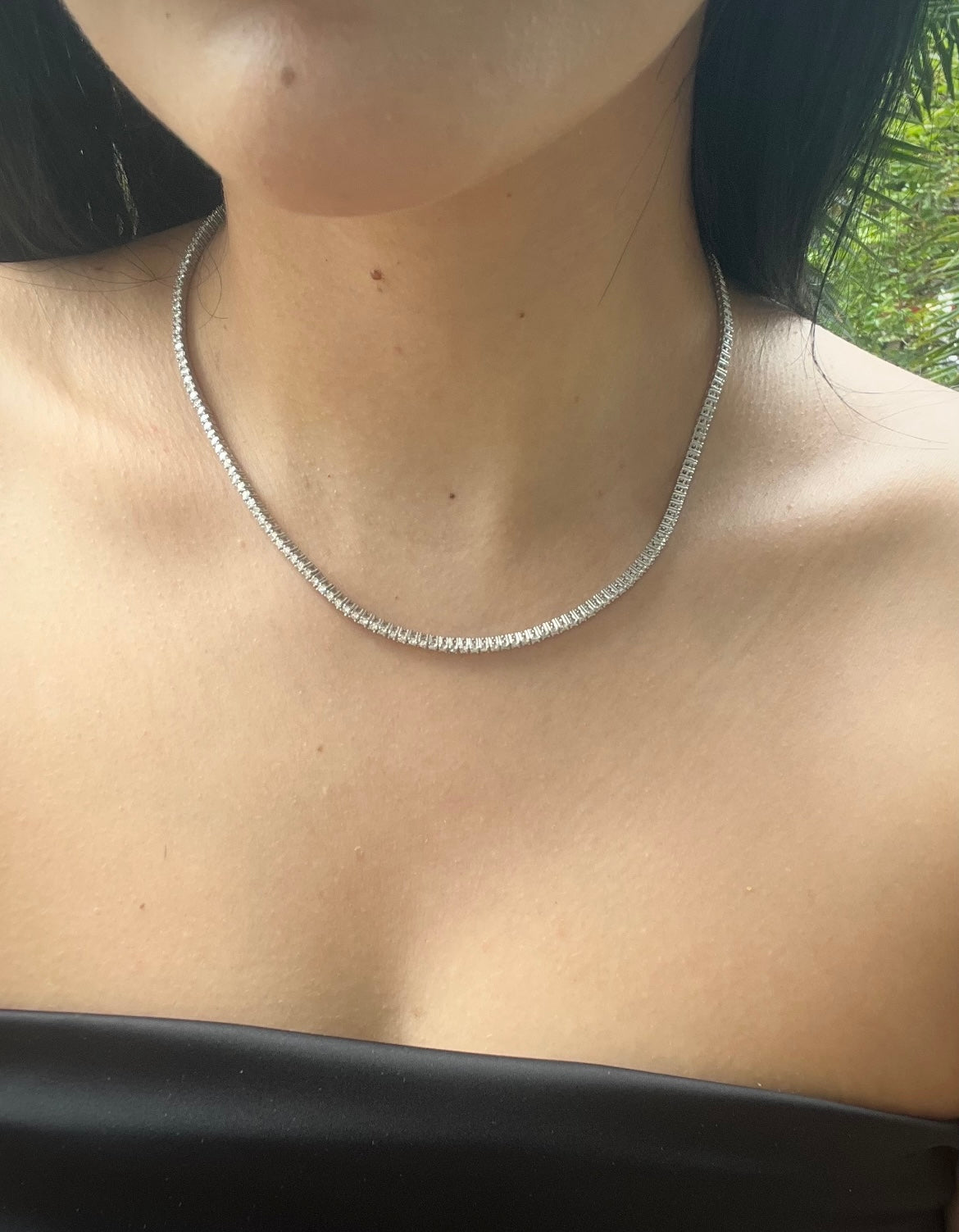 Cadena tenis con 560pts de diamante blanco 15.1gr / Largo 40cm / Oro Blanco (Joya) P