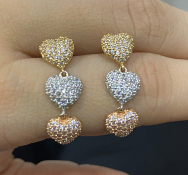 Topos de corazones con swarovski 4.3gr / 2.7cm / Tres Oros Nac M