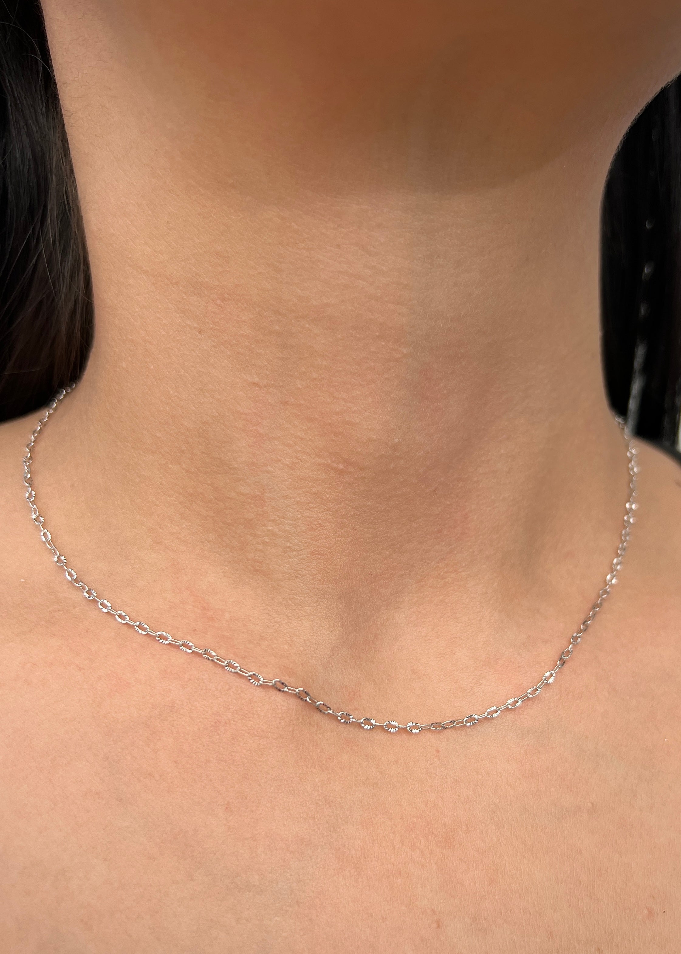 Cadena aro seguido diamantada 1.65gr / Largo 40cm / Oro Blanco italy +3 B