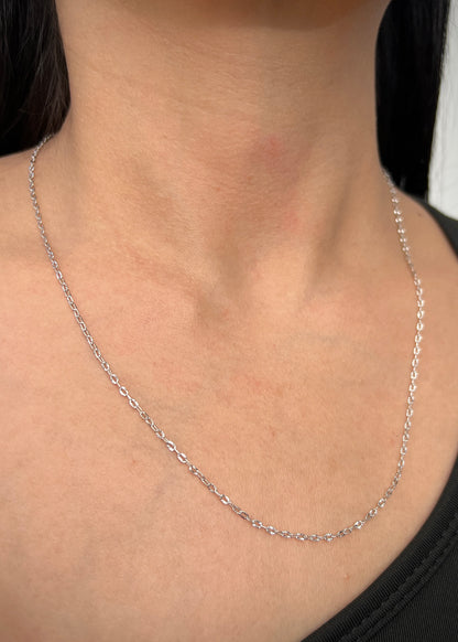 Cadena aro seguido diamantada 2.05gr / Largo 50 cm / Oro Blanco italy +3 B