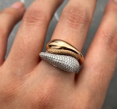 Anillo con 137pts de diamantes 5.7gr / TALLA 7 / Oro Rosado Nac (Joya) P