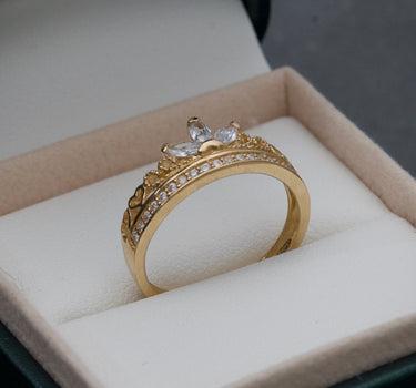 Anillo corona con swarovski blanco 2.2gr / Oro Amarillo Nac P