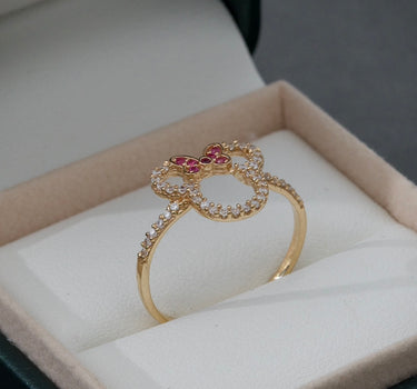 Anillo de minnie mouse con swarovski fucsia 1.75gr / Oro Amarillo Nac M