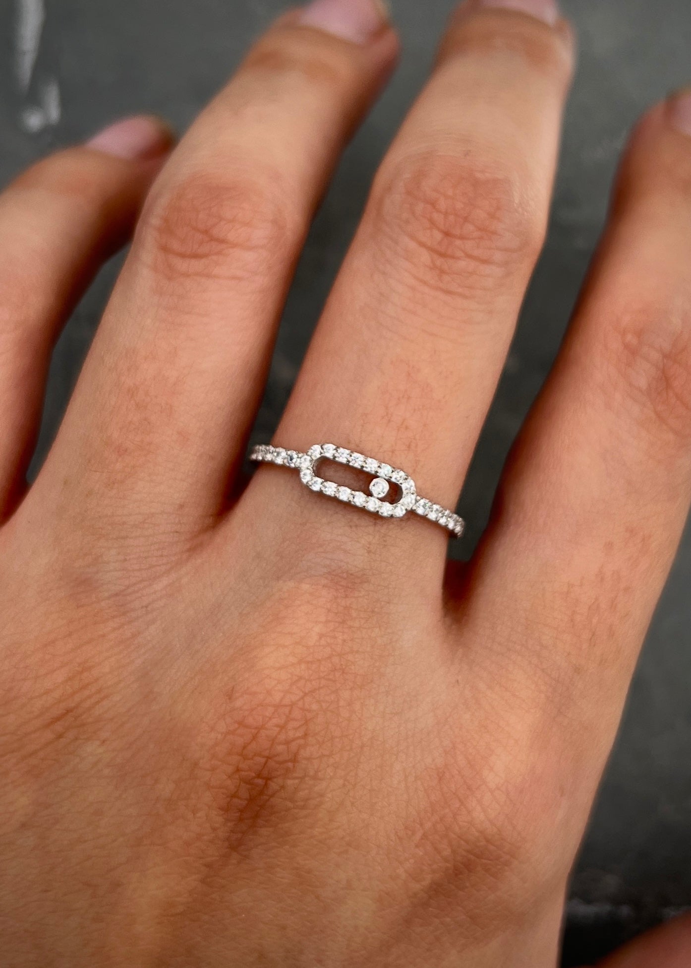 Anillo MK con swarovski Blanco 1.3gr / TALLA 7 / Oro Blanco Nac B