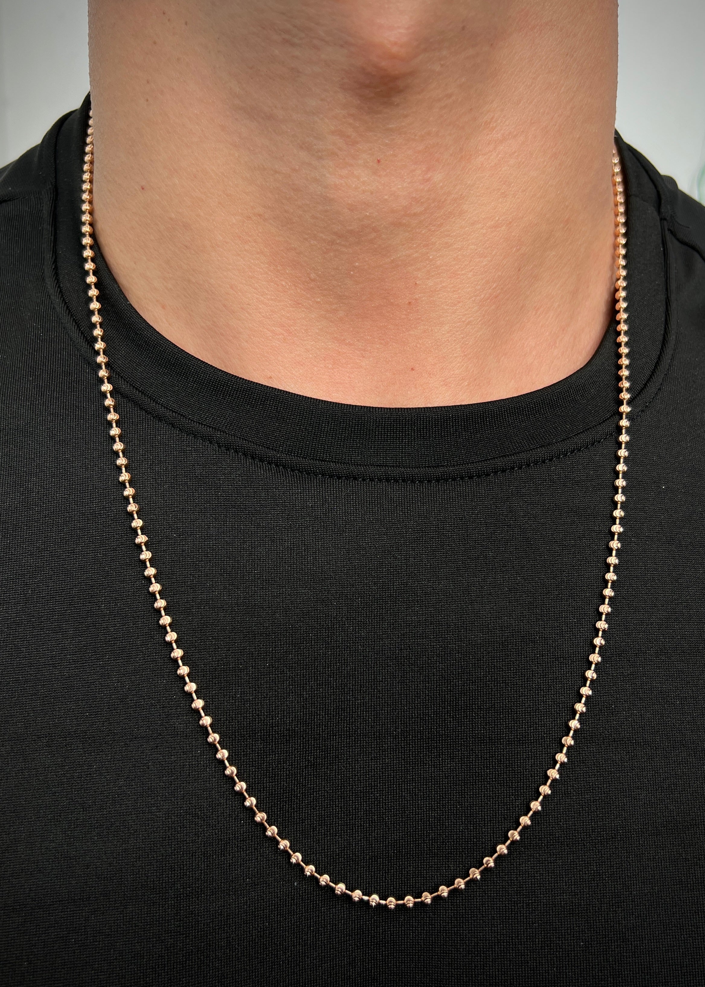 Cadena militar diamantada luna 12.2gr / Largo 65cm / Oro Rosado italy +3 M