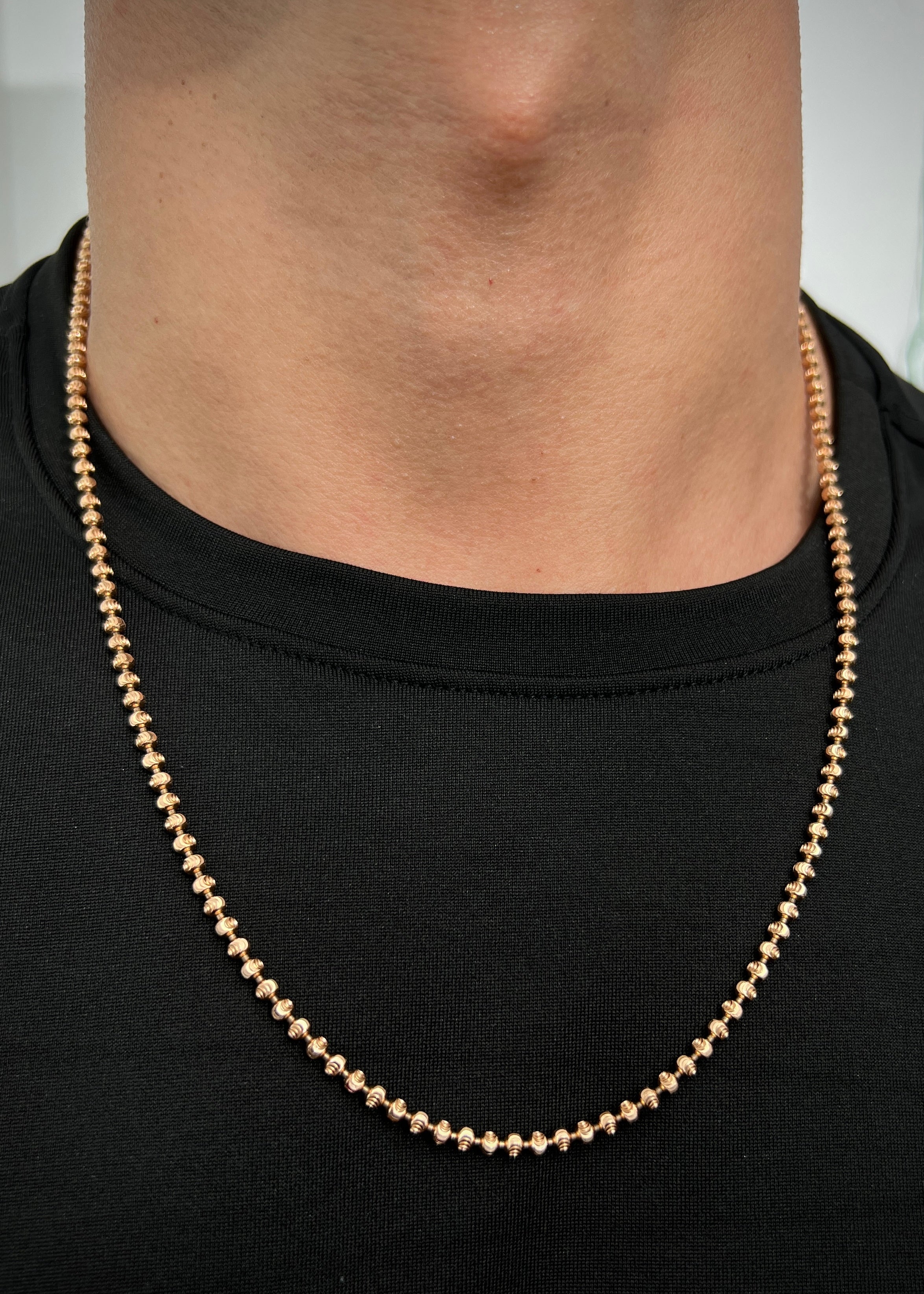 Cadena militar diamantada luna 3mm 19.55gr / Largo 60cm / Oro Rosado italy +3 M