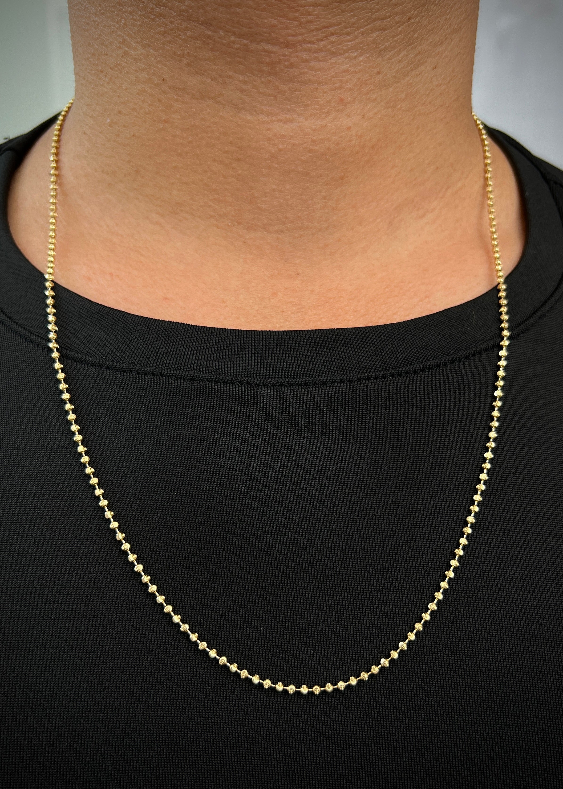 Cadena Militar Diamantada 8.3gr / 60cm / Ancho 2.0mm — Oro Amarillo