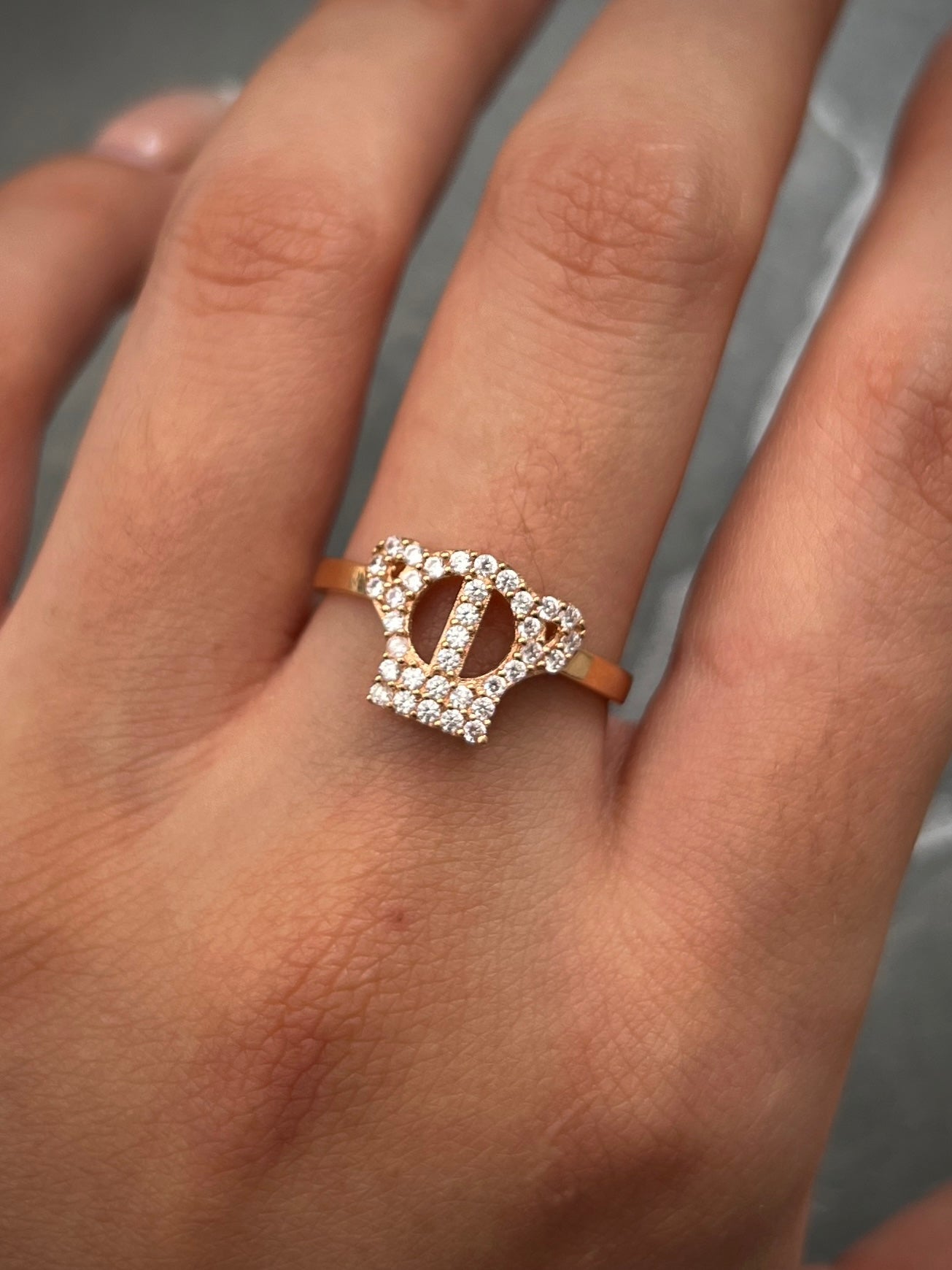 Anillo con swarovski blanco 2gr / Talla 7 1/2 Oro Rosado Nac B