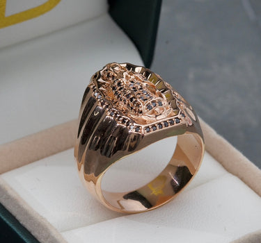 Anillo Virgen De Guadalupe Con 70 Pts De Diamante Negro 19.45gr Talla: 11 1/2 / Oro Rosado (Joya) B