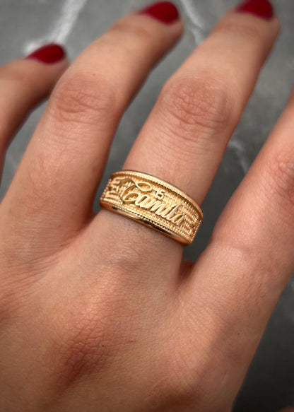 Anillo de 15s con nombre 6.3gr / TALLA 6 / Oro Rosado Nac B