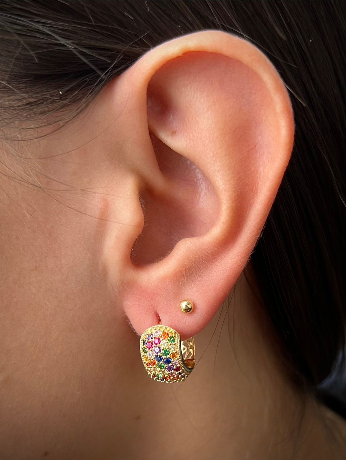 Candongas con swarovski multicolor 5.8gr / 1cm / Oro Amarillo Nac P