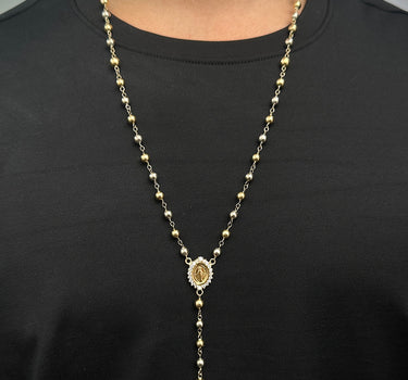 Rosario virgen de la milgrosa con swarovski blanco  17.6gr / Largo 65cm / Dos Oros Nac M
