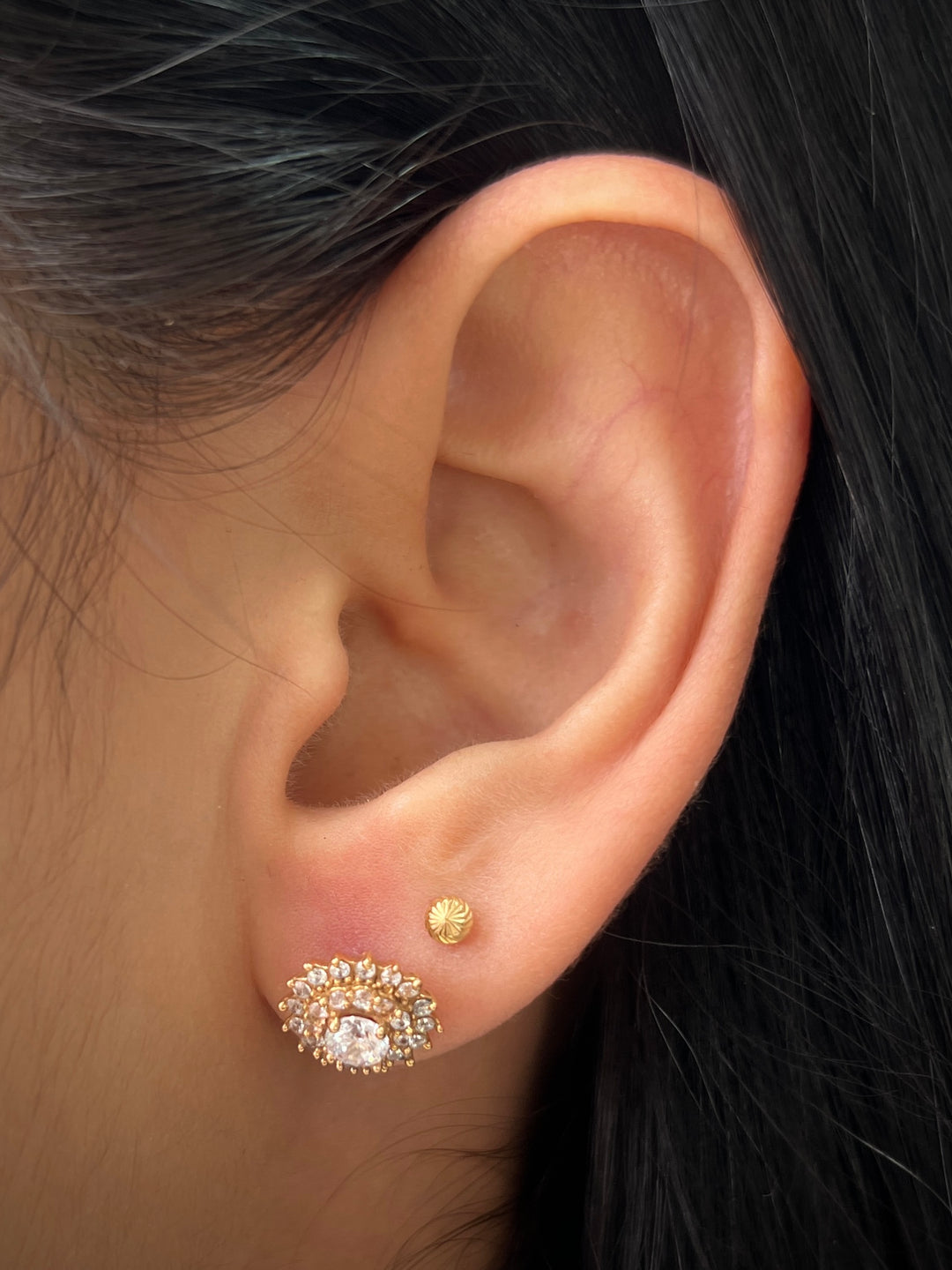 Topos unidad de flor con swarovski blanco 1.6gr — Oro Rosado