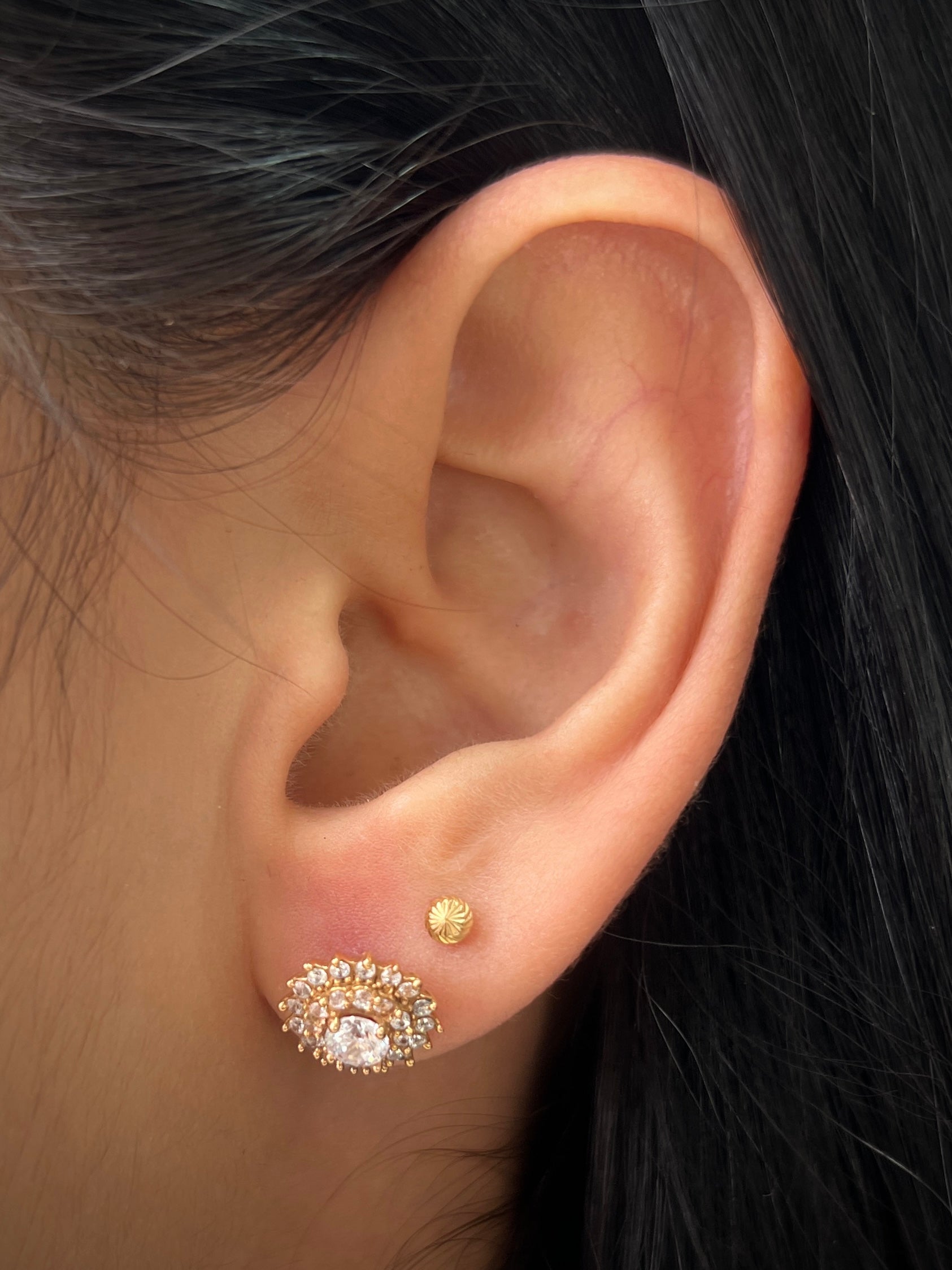 Topos unidad de flor con swarovski blanco 1.6gr / Oro Rosado Nac B