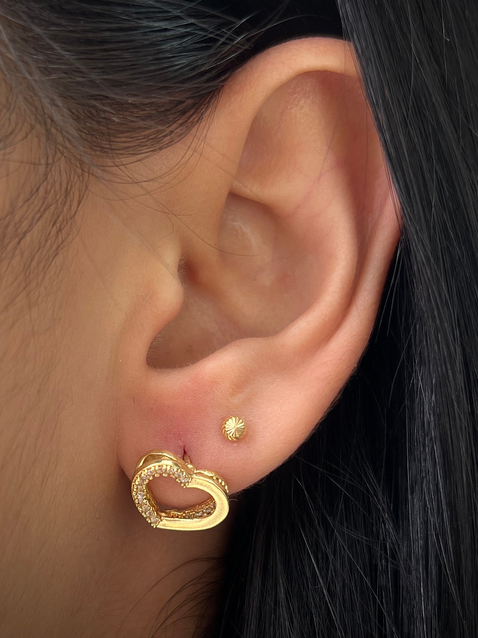 topos de corazon con swarovski blanco 3.1gr / Oro Amarillo Nac B