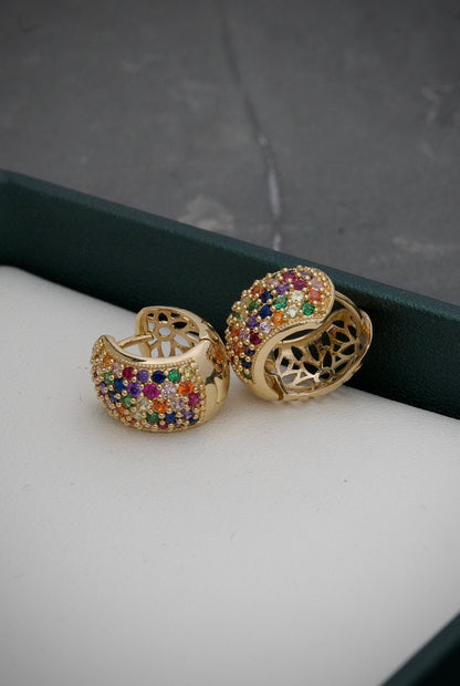 Candongas con swarovski multicolor 5.8gr / 1cm / Oro Amarillo Nac P