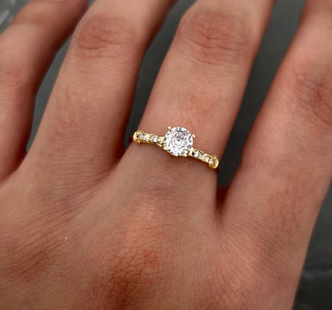 Solitario CON SWAROVSKI BLANCO 1.15gr / TALLA 6 1/4 / Oro Amarillo Nac B