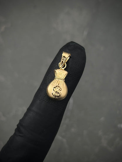 Dije bolsa de dinero 0.75gr / Largo 2.1cm / Oro Amarillo Nac M