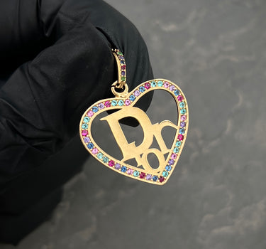 Dije corazon con swarovski multicolor 2.7gr / Largo 3cm / Oro Amarillo Nac M