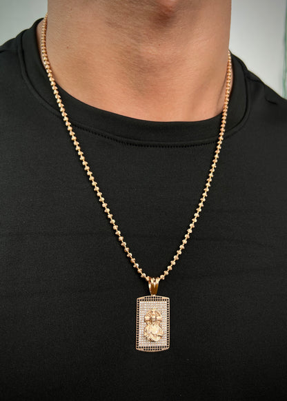 Dije corazon de jesus con swarovski negro y blanco 6.9gr / Largo 4cm / Oro Rosado Nac B
