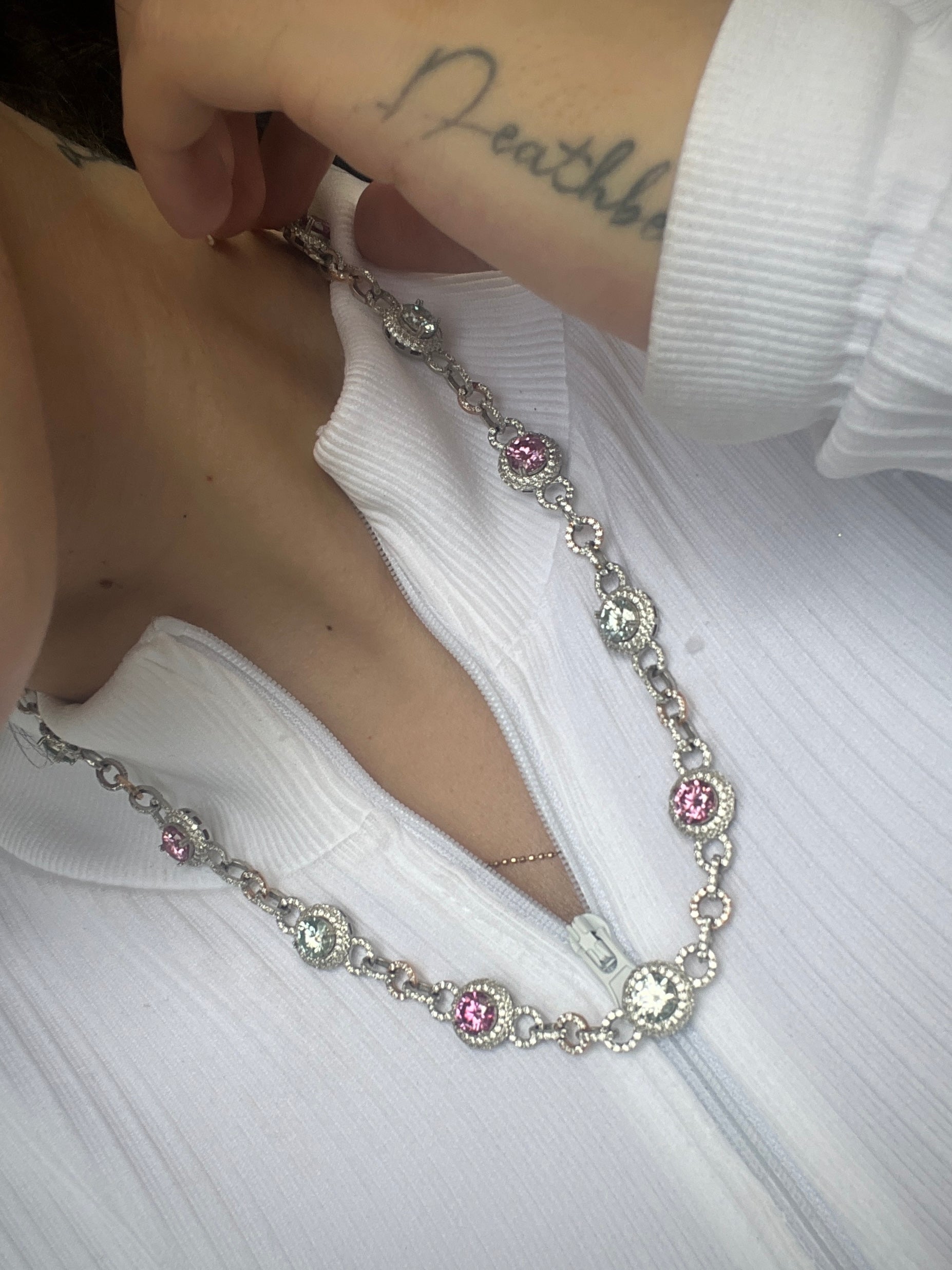 Cadena con 3.240 Pts De Moissanitas 48.2gr / Largo 50 cm / Dos Oros (Joya) B
