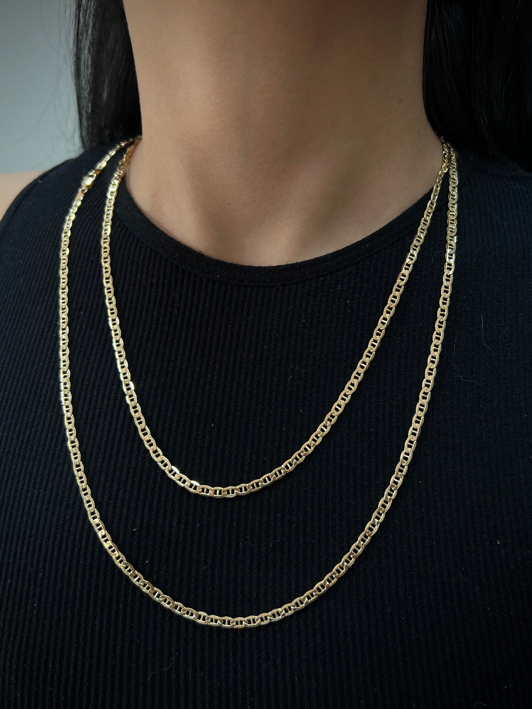Cadena TEjido ESCAlera 6.5gr / Largo 60cm — Oro Amarillo